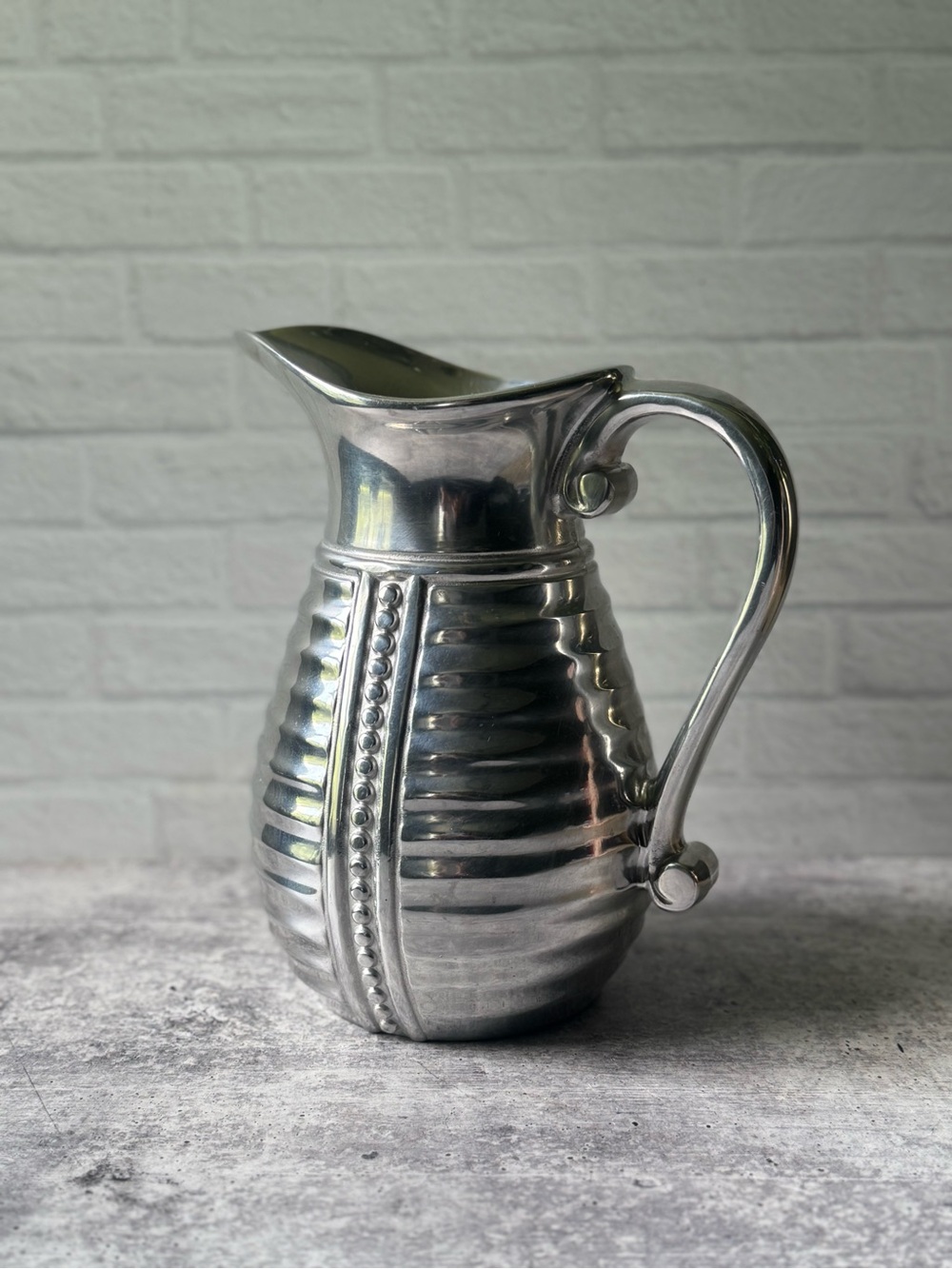 Silver Wilton Armetale Flutes and Pearls Water Pitcher
